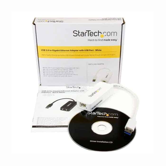 (image for) StarTech.com White USB 3.0 to Gigabit NIC Adapter with USB Port